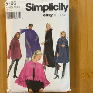 Simplicity 5786 Sewing Pattern Misses Cape in 4 Lengths Size AA  XS S M